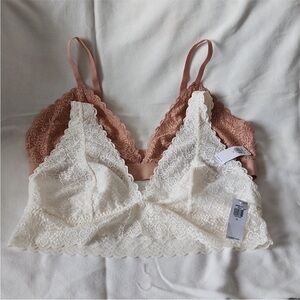 🩷 Mauve & Cream Lace Bralettes NWT